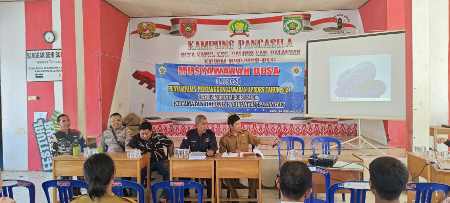 Acara Musyawarah Desa (MUSDES) Penyampaian Pertanggungjawaban APBDES 2024 Oleh Pemerintah Desa Kapul, Kecamatan Halong, Kabupaten Balangan